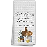 Hxlac Memaw Grandma Kitchen Towels, Grandma Kitchen Gifts, Gifts for Memaw Dish Towels Tea Towels for Kitchen, Grandma Gifts for Christmas Hand Towels, 16x24 Inches