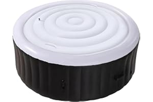 Tlswshsy 4.5 Ft Inflatable Hot Tub Cover- Energy Saving Lid for Round Hot Tub- Foldable Protective Rain Overflow Cover for Outdoor Inflatable Hot Tubs