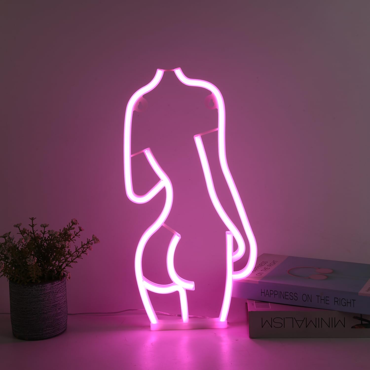 AoMeiJia Girls Back Neon Light, Pink Ladies Back Neon Sign, Art Wall Lamp, Wall Decoration, Bar, KTV, House Party Wall Art Decoration, Bedroom Bar Shop Party USB Powered Gift Light