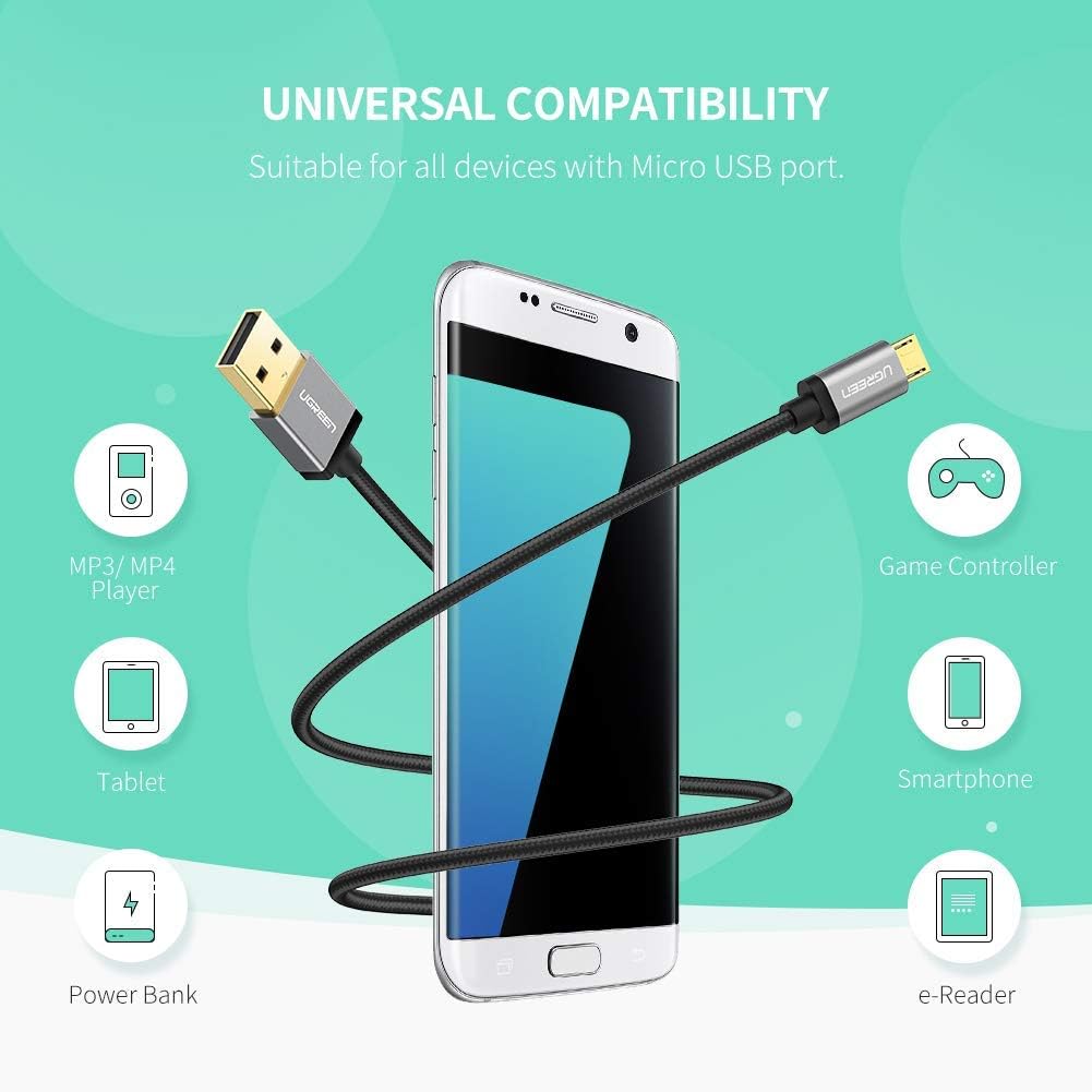 UGREEN Micro USB Cable 2A USB to Micro USB Fast Charge Cable Compatible with Galaxy S7, S6, S5, A10, Huawei Y9, Y7, Y6 - Image 5