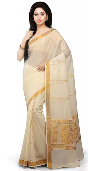 cotton kerala kasavu zari saree with running blouse