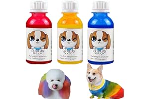 Semi-Permanent Dog Hair Dye, Keep for About 2 Months, 3 Pack Pet Hair Dye, Provide 3 Primary Colors, DIY Colors are Available