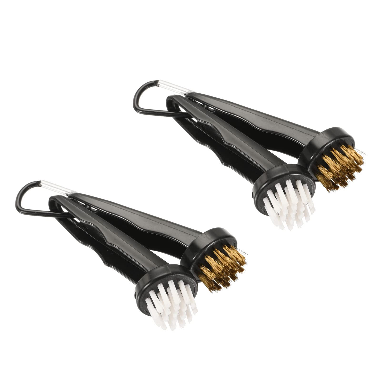 M METERXITY 2 Set Golf Club Brush - Golf Club Groove Cleaner Two Bristle Head Cleaning Tools with Clip, Retractable, Apply to Outdoor (Black)