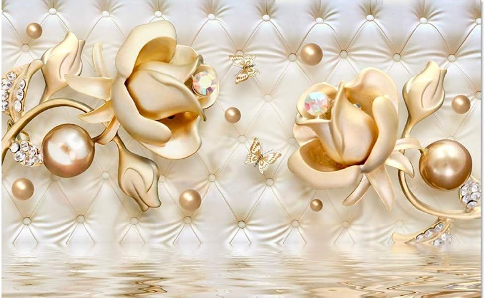 Amazon Com 3d Luxury Golden Rose Soft Ball Jewelry Tv Background Wall cm Home Improvement