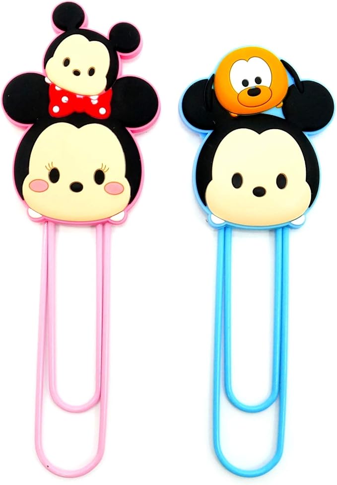 Amazon ゼムクリップ ミッキーとミニーセット ディズニーツムツム 大きい Kz 158 かわいい ラバークリップ クリップ リング 文房具 オフィス用品
