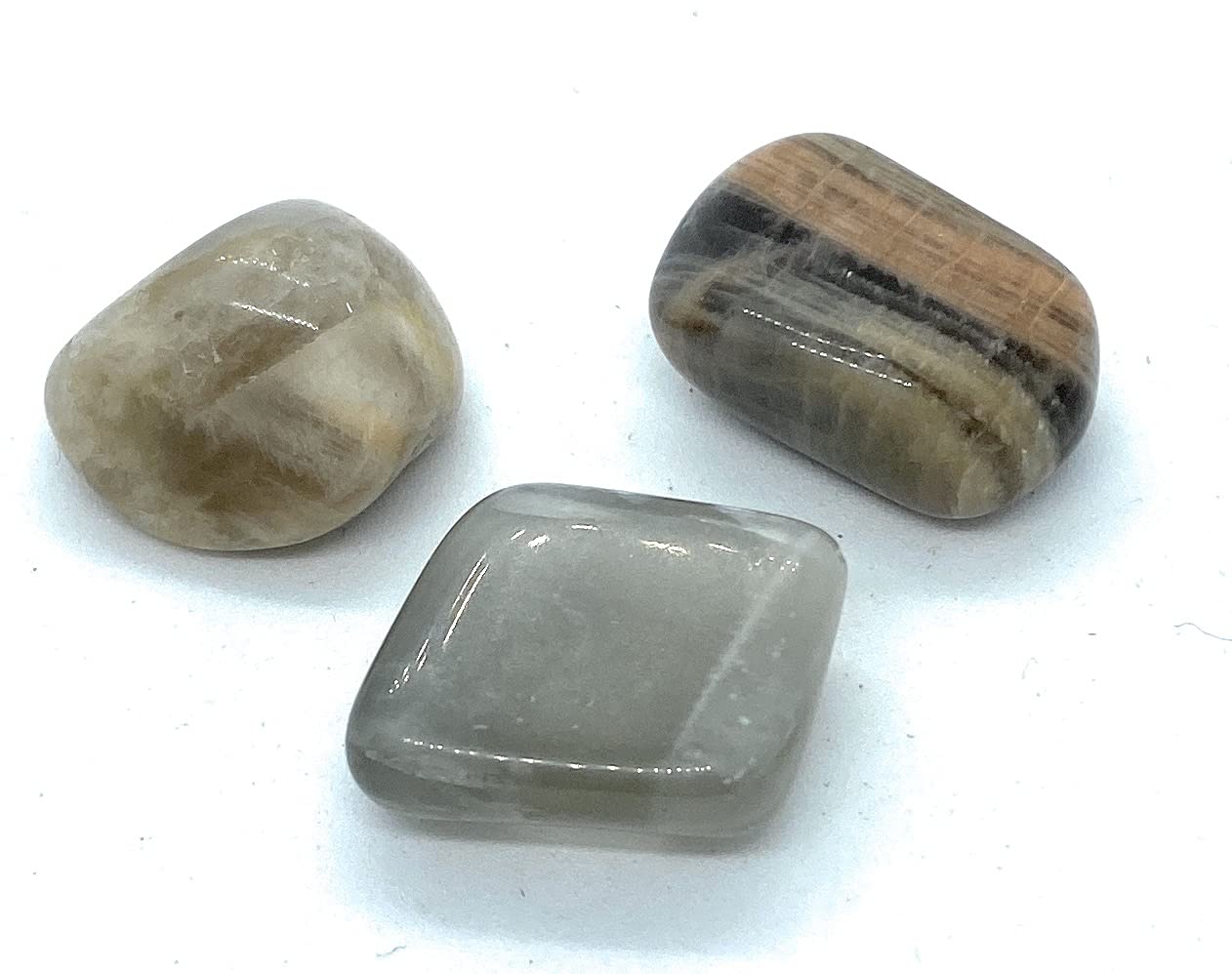 Black Moonstone Small Tumbled Stones - 3 Pc