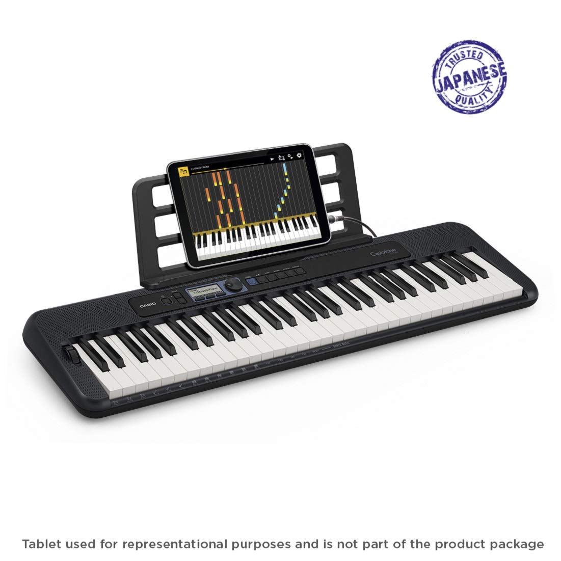 Casio CT-S300 Keyboard mit 61 anschlagdynamischen Standardtasten und Begleitautomatik & RockJam Xfinity Doppelstrebiger, vormontierter Keyboardständer mit Sicherungslaschen 4