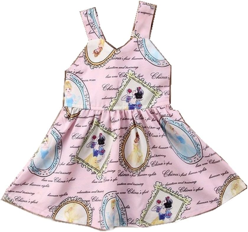 Newborn Toddler Summer Baby Girls Strap Skirt Disney Princess Dress Backless Sleeveless Dress Cute Pink Sundress Skirt for Party Birthday