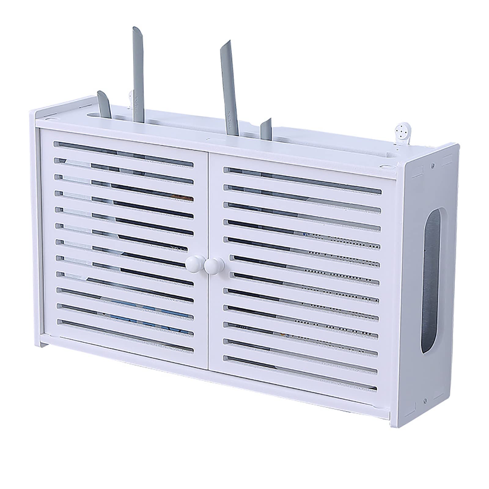 luckiner Wall Hanging Wifi Router Shelf TV Set-top Storage Box for DVD Players Game Consoles 38 * 9 * 26cm White