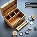 ASETH Large Bamboo Stash Box - Smell Proof/Combo/Lockable/Removable Dividers - Large Storage for All Accessories/Includes Grinder/Rolling Tray + 2 Stash Jars -Gift Set/Geometric Design