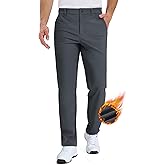 TACVASEN Winter Golf Pants for Men Fleece Lined Work Business Casual Dress Slacks Water Resistant Stretch Warm Trousers
