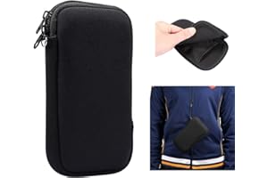 ZORSOME Neoprene Phone Pouch for iPhone 16 15/14/13/12 Pro Max,6.9 inch Universal Cell Sleeve Mobile Bag with Zipper, Neck Lanyards Straps for Galaxy S25 S24/S23/S22/S21 Ultra, Note 20 Ultra,Black