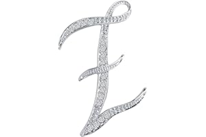 LiaSun A-Z 26 Letters Pins Brooches Silver Plated Metal Broaches Pins-Clear Crystal Initial Breastpin