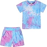 Jagrove Toddler Girls Summer 2 Piece Outfits Tie Dye T-Shirt and Shorts Set Little Kids Cotton Short Sleeve Tee & Short Pants