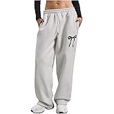 SweatyRocks Women's Casual Drawstring Waist Sweatpants Bow Print Jogger Pants with Pockets