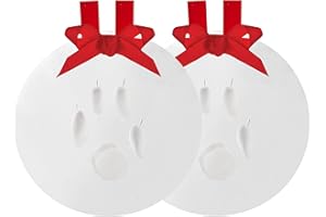 Pearhead Pawprints 2-Pack Christmas Ornament, DIY No Mess Pet Paw Print Holiday Clay Keepsake Kit, Dog or Cat Stocking Stuffer Gift