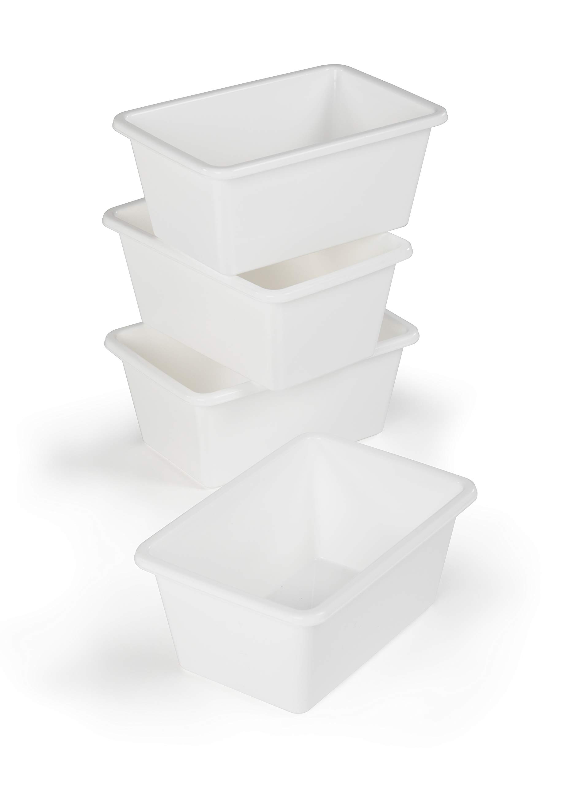 Humble Crew Toy Storage Bins for Kids, Set of 4, White, Small - Sturdy, Colorful Plastic Storage Bins for Classroom, Playroom, Nursery, and More - Premium Toddlers Toy Organizer Bins