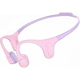 mojawa Aerra Bone Conduction Sport Headphones, IP67 Waterproof Workout Earphones, Open-Ear, Wireless Bluetooth with Mic, Secure and Comfortable for Running and Cycling, Pink and Purple
