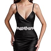 LOVFOIVER Rhinestone Wedding Bridal Belt for Women Formal Dress Handmade Crystal Beading Wedding Sash Belt