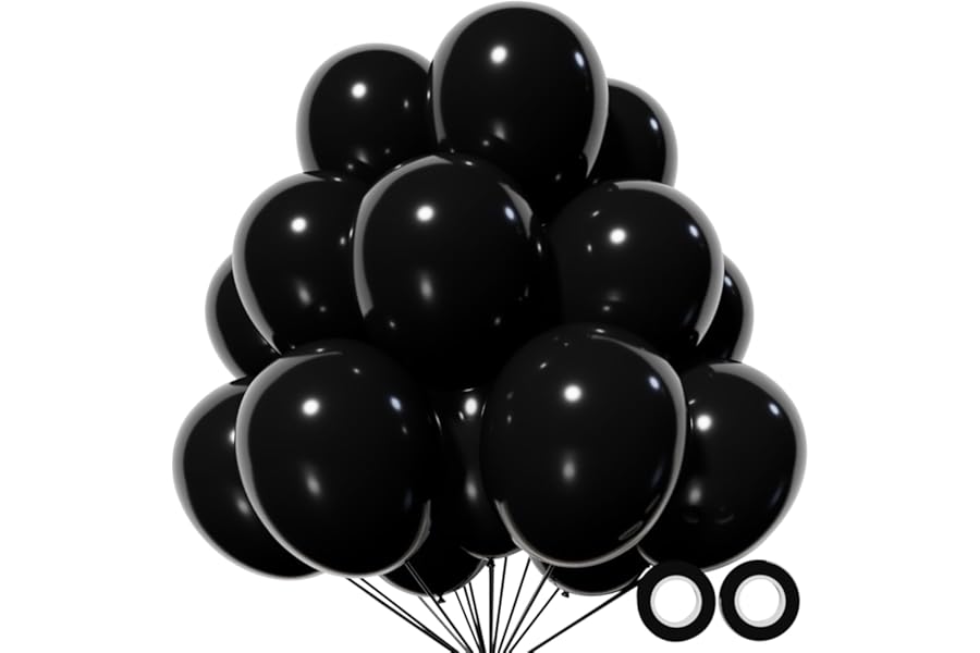 110pcs Black Balloon 12 inch, Black Latex Balloons for Birthday Party Baby Shower Wedding(with 2 Ribbons).