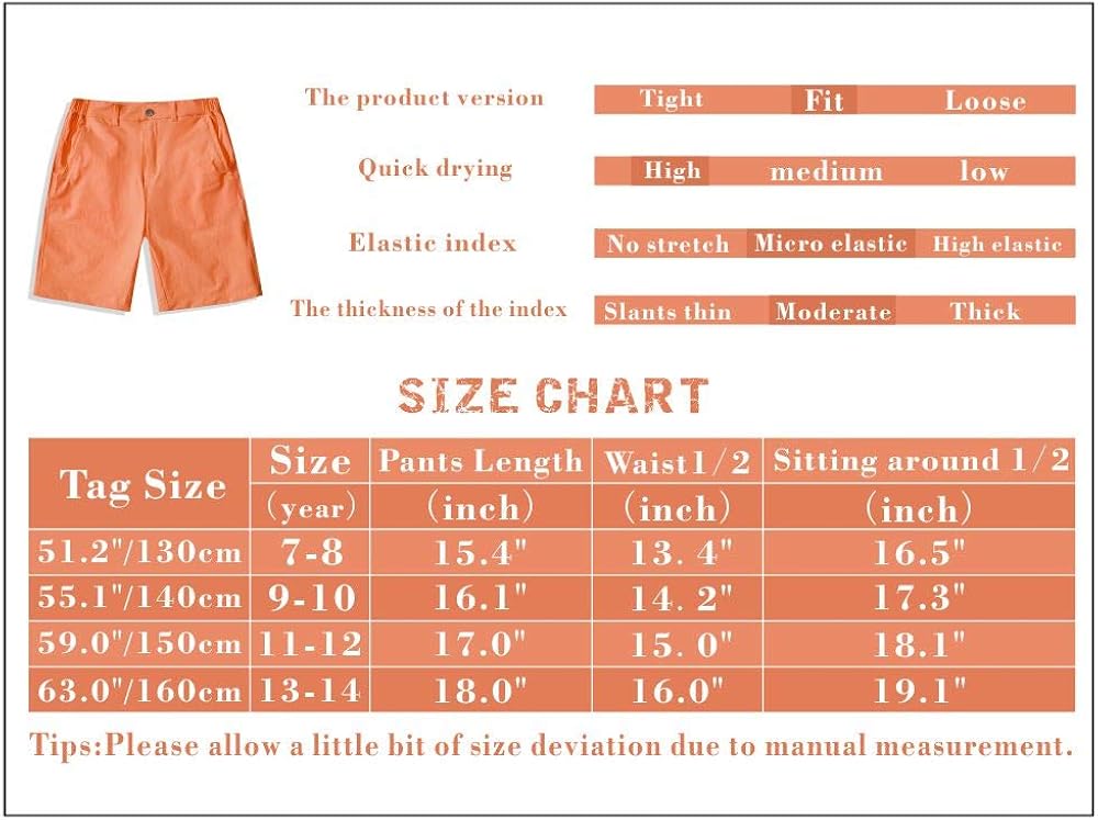 BASADINA Kids Shorts for Boys Girls Quick Dry Outdoor Casual Shorts with Moisture Wicking Performance: Clothing