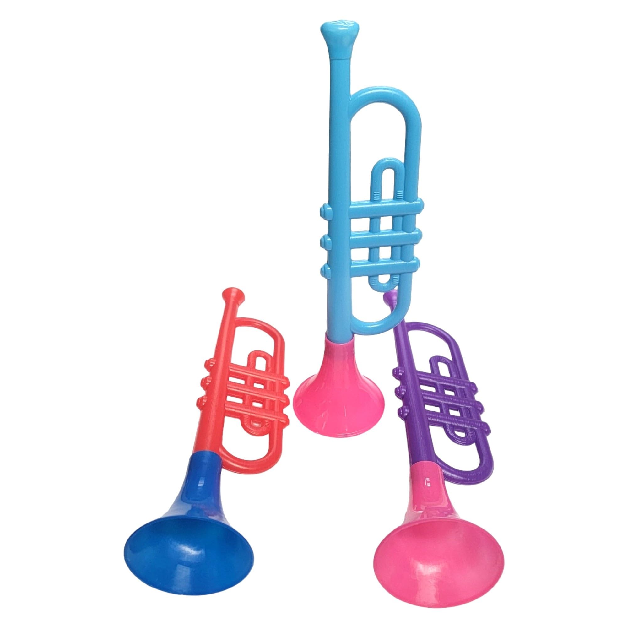 Colorful Plastic Trumpets (13 Inch) Noisemaker Music Toys for Kids Instruments Noise Makers for Parties and Events, Cool Birthday Party Favors, Sports Celebrations   (1 Trumpet (Random Color))