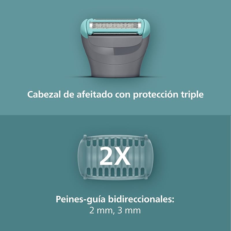 Body Shaver series 3000 - Depiladora masculina com sistema de proteção, Guarnições e ceras das áreas íntimas, Barbear suave e fechado, 100% impermeável, autonomia de 80 min., BG3480/15.