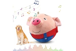 Jitaty Interactive Pet Toy - 2024 New Active Moving Plush Squeaky Ball, Rechargeable Puppy Toy to Keep Them Busy, Washable Pig for Small Medium Large Dogs (Red)