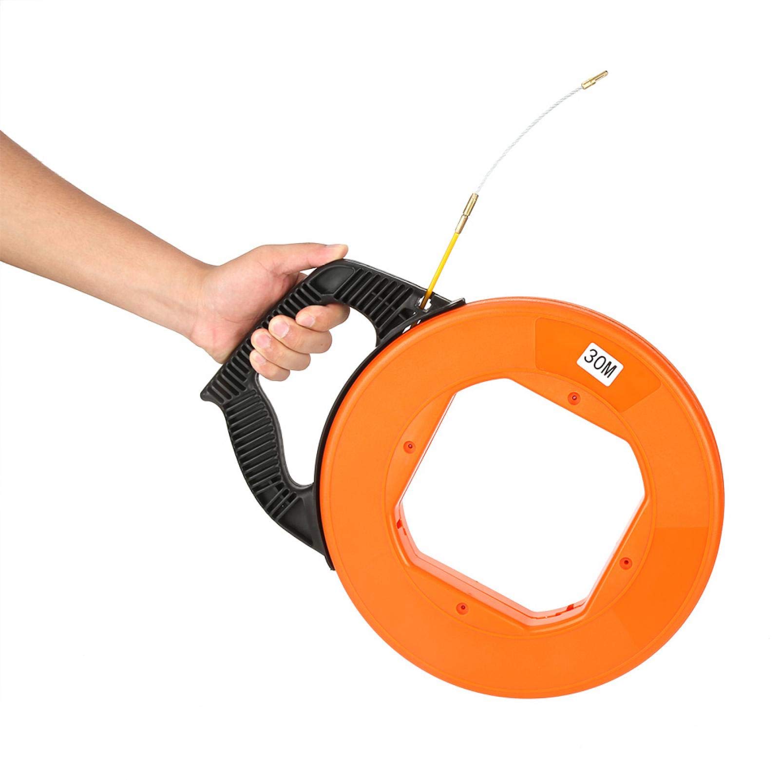 Fish Tape, 30m/98.4ft Non-Conductive Fiberglass Fish Tape in Reel, Wire Cable Puller Electrician Tools, for Pulling Wire and Cable