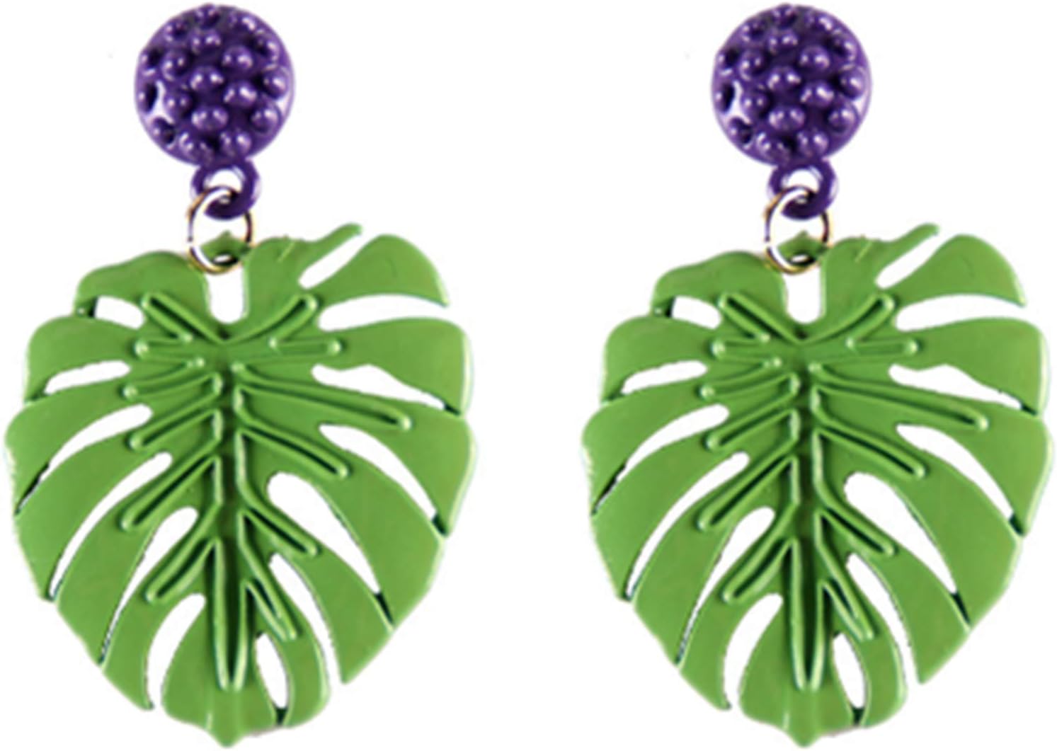 primerry Creative Exaggeration Offbeat Plastic Leaves Accessories Earrings