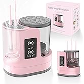 3 IN 1 Electric Makeup Brush Cleaner Machine With Makeup Brush Dryer-Holder-Portable Automatic USB Cosmetic Brushes Cleaner Tool for All Size Beauty Makeup Brush Set,Eyeshadow, Blush Brush (Rose Pink)