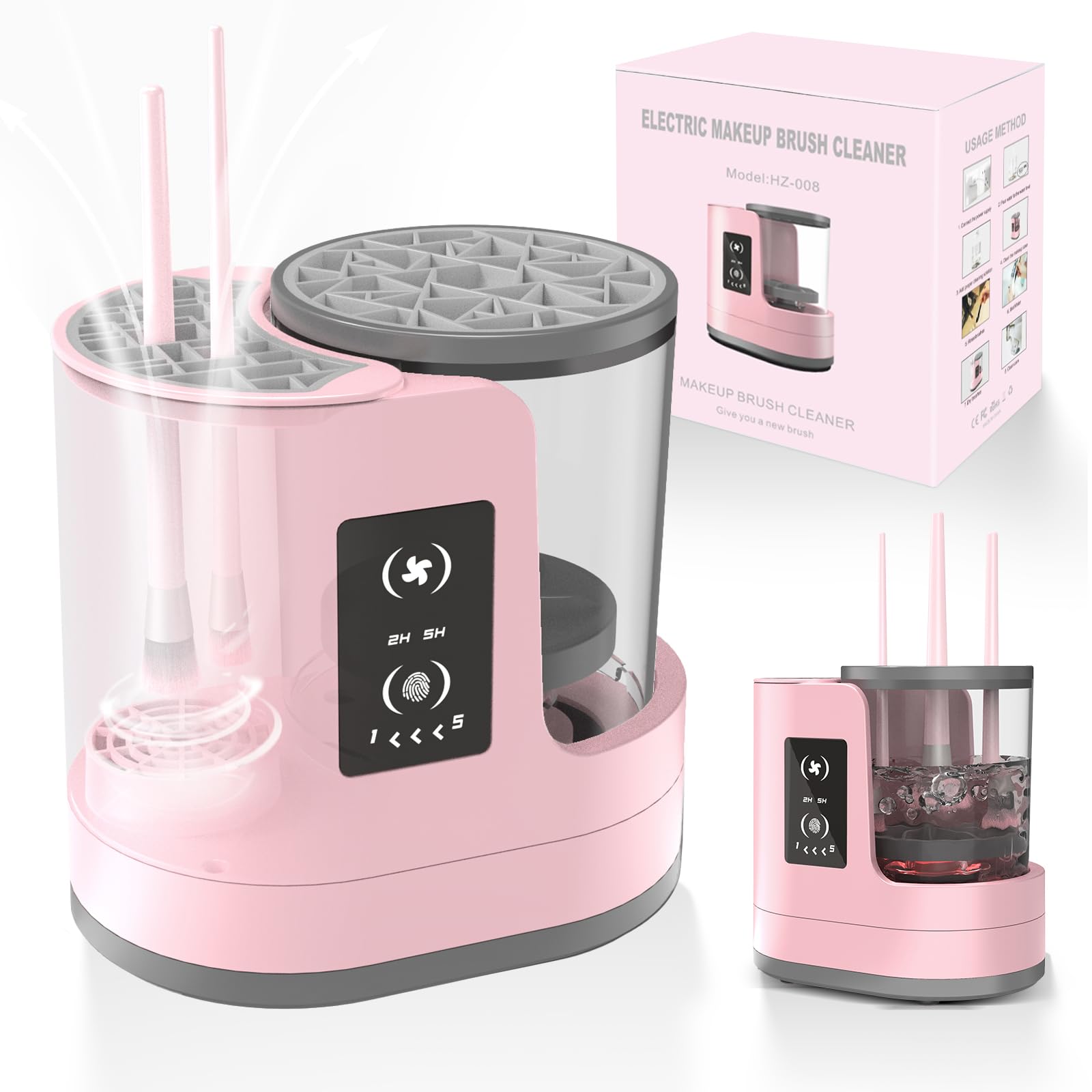 Photo 1 of 3 IN 1 Electric Makeup Brush Cleaner Machine With Makeup Brush Dryer-Holder-Portable Automatic USB Cosmetic Brushes Cleaner Tool for All Size Beauty Makeup Brush Set,Eyeshadow, Blush Brush (Rose Pink)