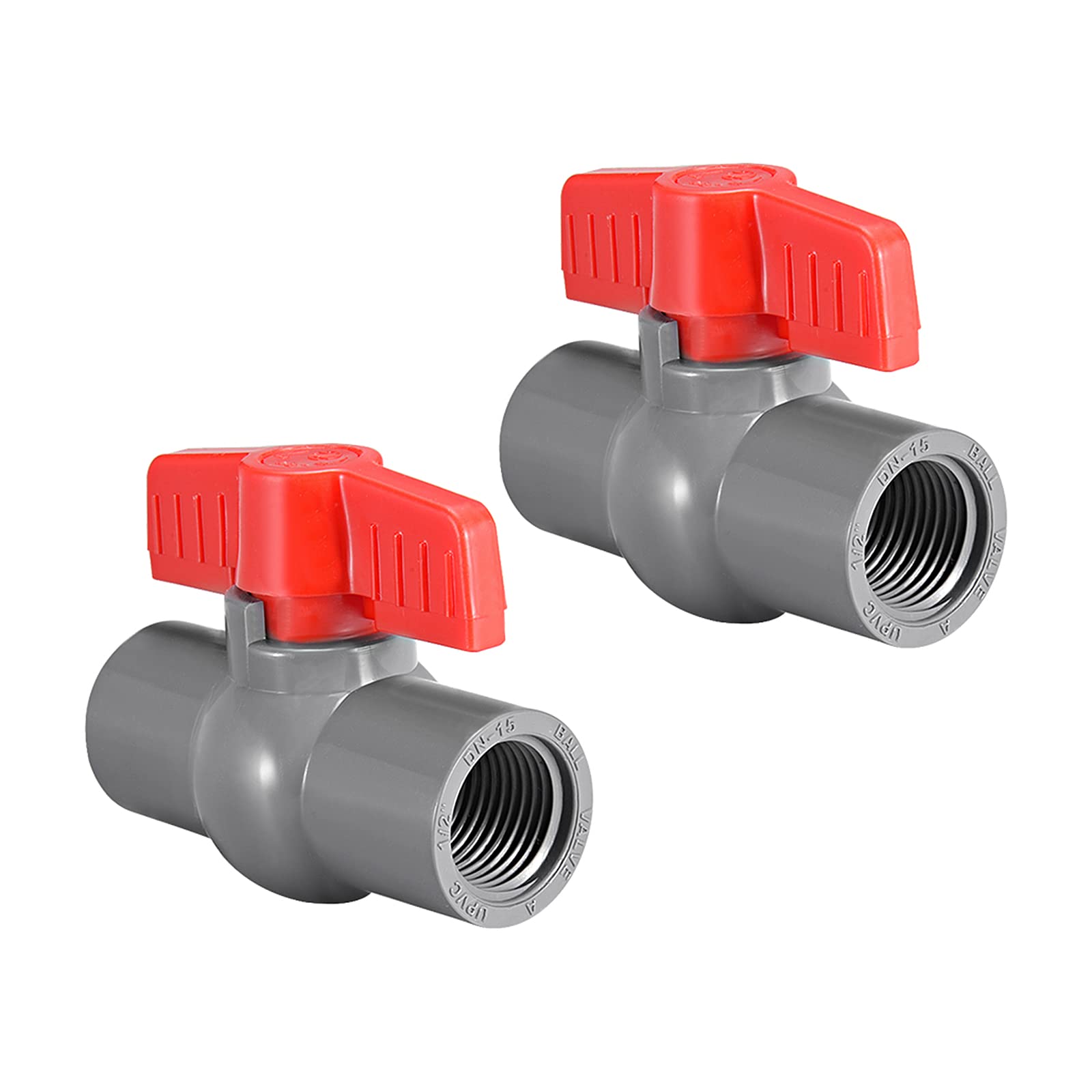 M METERXITY 2 Pack Ball Valve - Irrigation Water Flow Control, Threaded Plastic Shut-Off Valve, Apply to Outdoor/Garden/Swimming Pools(3/4" Female, Red Gray)