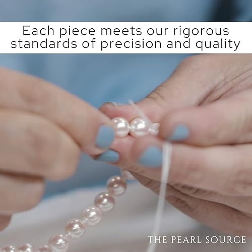 The Pearl Source 14K Gold Round Genuine White Japanese