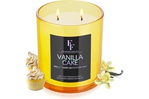 FF FRAGRFLOWING Vanilla Cake Scented Candle, 2-Wick Luxury Soy Wax Candle, 9 oz Aromatherapy Candle Home Fragrance Candles Gift