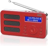August MB225R Portable DAB/DAB+/FM Radio with 40 Presets Red