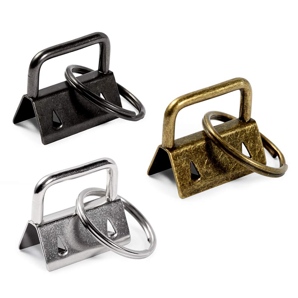 SPEEDWOX Key Fob Hardware 25 Mixed Sets Wristlet Sets with Split Rings(1 Inch)