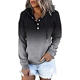 ETCYY Women's Tie Dye Hoodies Tops Long Sleeve Casual Colorblock Button Down Pullover Sweatshirt with Pocket