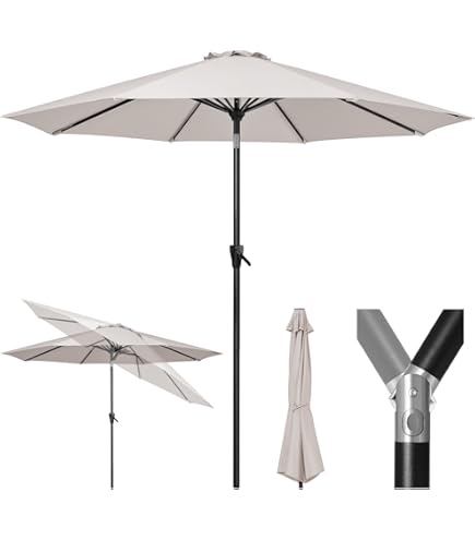 10 hanging umbrella patio sun shade WESTLAKE 10 Ft Solar LED Cantilever Offset Patio Umbrella w/ Included  4-Piece Base Weights, Gray