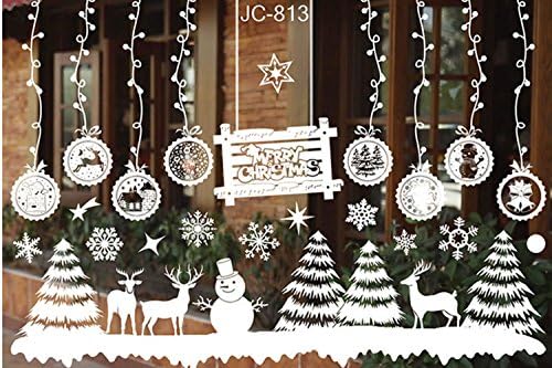 Merry Christmas Wall Decals, DIY Removable Snowman or Snowflake Reindeer Art Mural Vinyl Waterproof Wall Stickers, Living Room Decor Bedroom Decal Sticker Wallpaper(Style B)