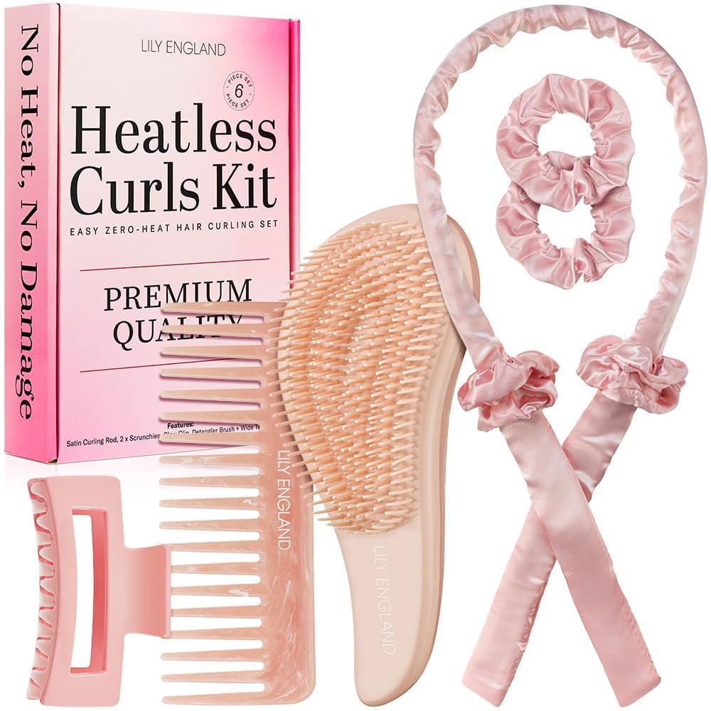 Heatless Curlers Gift Set, Hair Curler Headband for Long & Short Hair - No Heat Curlers for Overnight Heatless Curls - Attractive Gift for Teens & Women (Peach, 6 Pack)