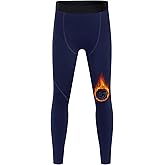 Blueleaf Boys Thermal Compression Pants - Youth Fleece Lined Athletic Leggings Kids Base Layer Tights Cold Weather Gear