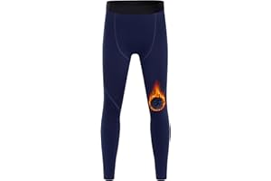 Blueleaf Boys Thermal Compression Pants - Youth Fleece Lined Athletic Leggings Kids Base Layer Tights Cold Weather Gear