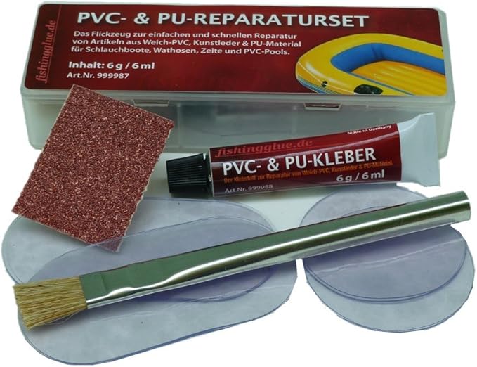 PVC and PU repair set, repair kit for inflatable boat, tent, pool