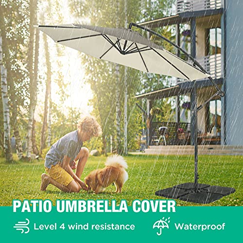 HAUSHOF 10FT Patio Umbrella, Outdoor Offset Hanging Cantilever Umbrella, Waterproof & UV Protection, Easy Assembly and Quick Tilt Adjustment, For Garden, Seaside, Pool, Yard