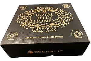 BEEHALL Royal Jelly Honey with 24 Sachets in a Box. Certified Organic; A Nature's Superfood Supplement to Boost Energy, Endurance and Performance, Enhance Immune System and Holistic Wellness