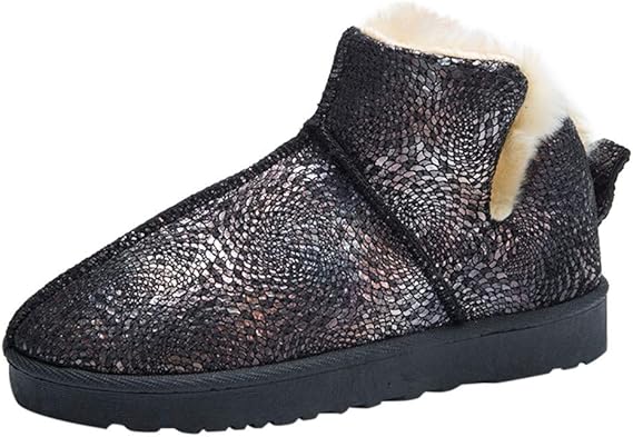 Amazon Co Jp 女性のスライディングフラットネイキッドスノーブーツ暖かいカジュアルショートチューブスノーブーツ保暖 防寒靴 冬用 綿靴 雪靴 防寒 防水 無地 カジュアル 通勤通学 耐久性 脱ぎ履き便利 服 ファッション小物