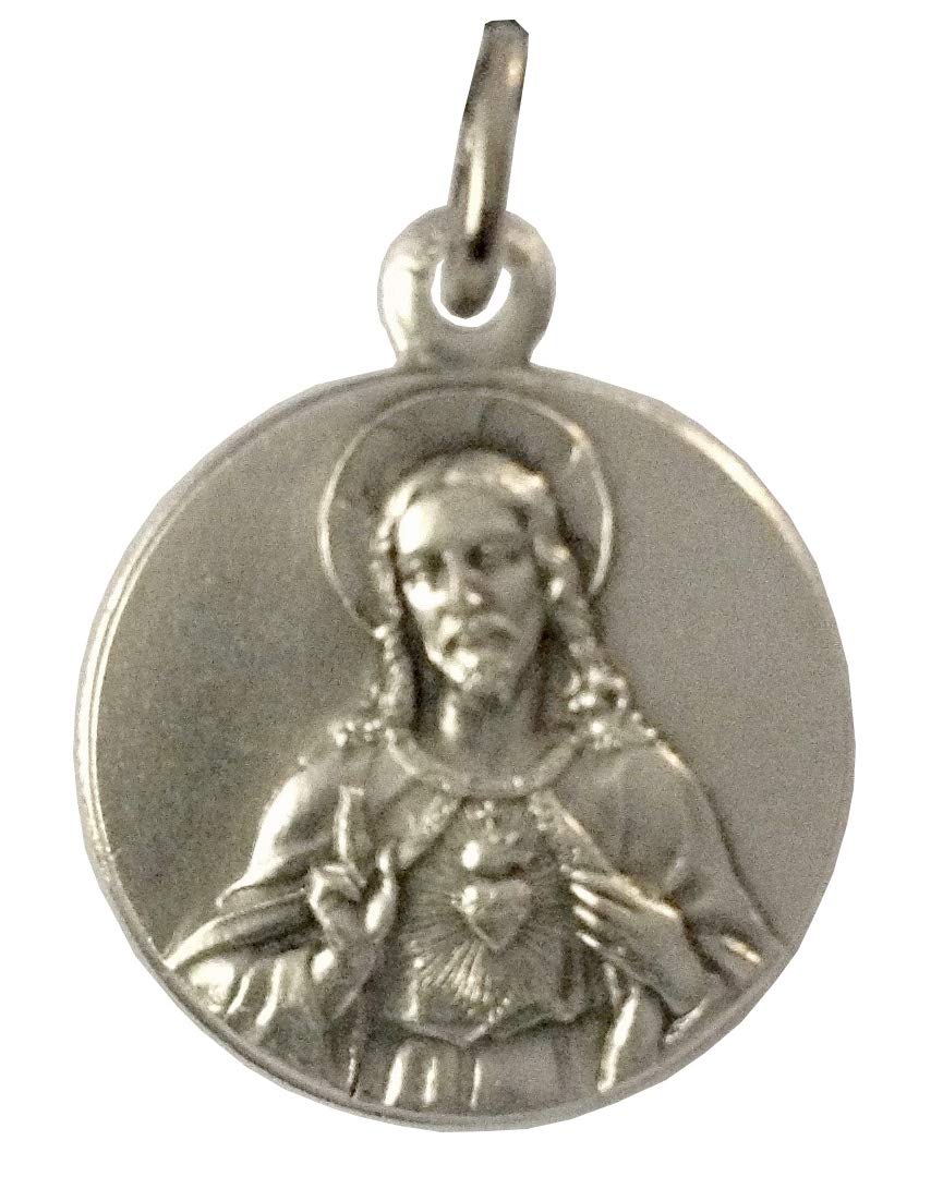I G J THE SACRED HEART OF JESUS AND MARY MEDAL (THE TWO SACRED HEARTS IN JUST ONE MEDAL) - 100% MADE IN ITALY (ROUND SHAPE)