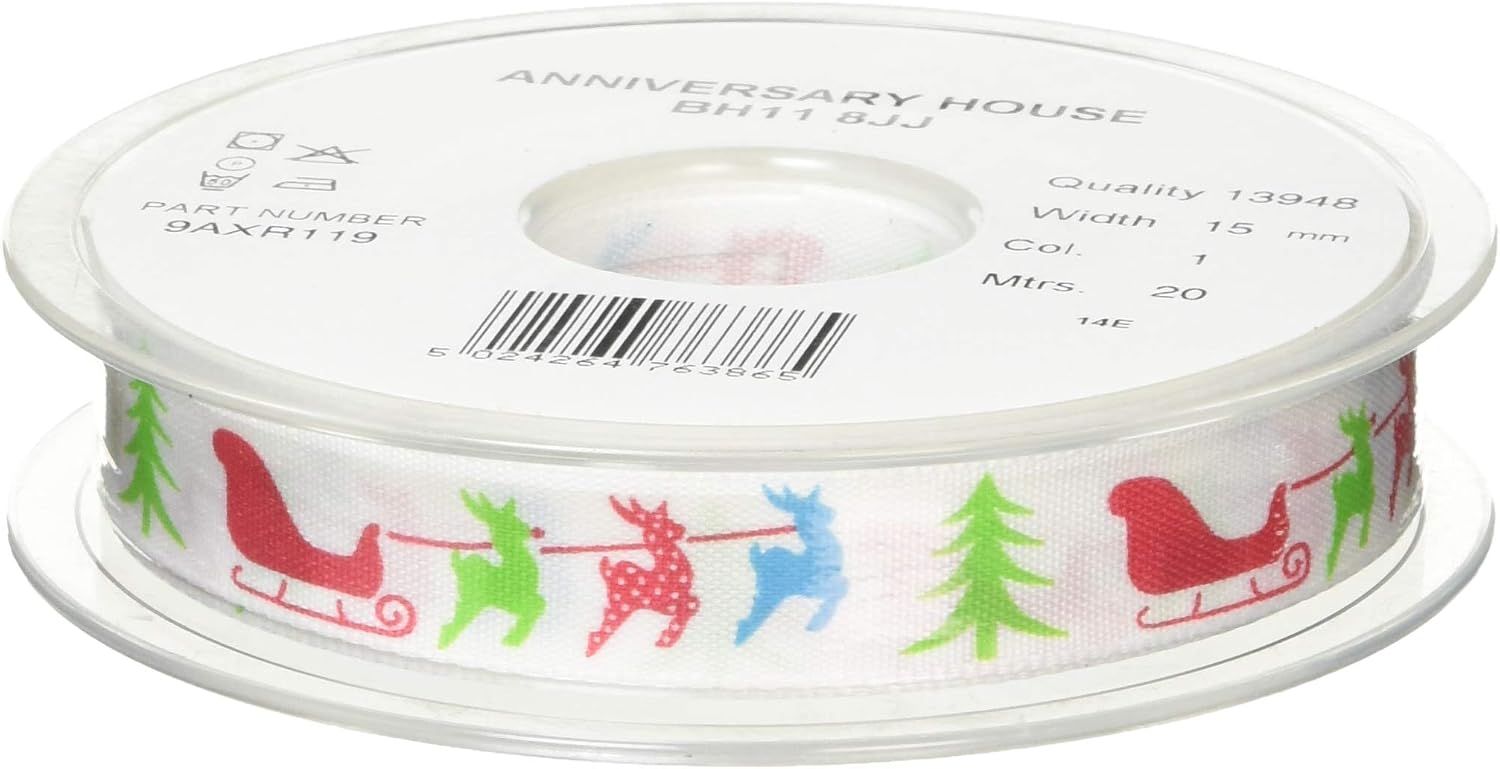 Anniversary House Sleigh Ride Cake Ribbon Reel, AXR119, Multi-colour