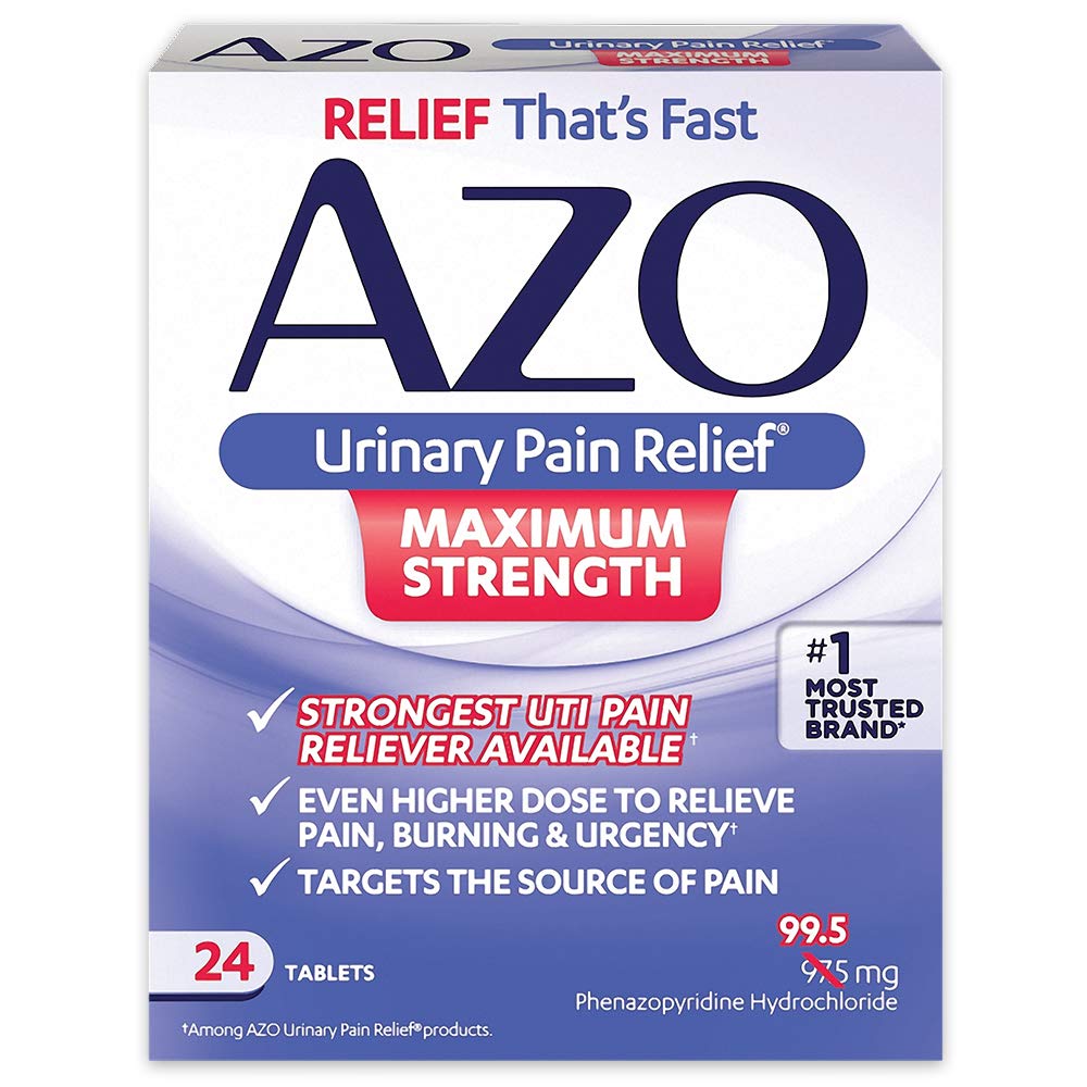AZO Urinary Pain Relief Maximum Strength | Phenazopyridine Hydrochloride | Fast relief of UTI Pain, Burning & Urgency | Targets Source of Pain | #1 Most Trusted Brand | 24 Tablets: Prime Pantry